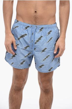 Neil Barrett ALL-OVER RAIN BOLTS SWIM SHORTS size Xl