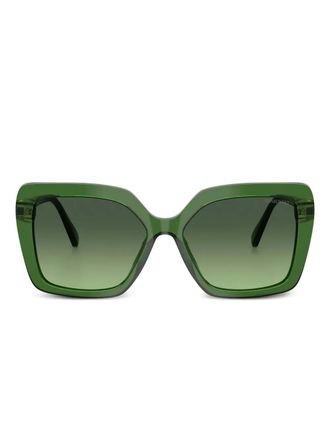 Swarovski crystal-embellished square sunglasses - women - Acetate - 57 - Green