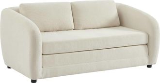 Sweeek Sof&aacute; cama convertible con tejido chenilla, 2 plazas, blanco