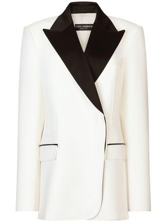 Dolce & Gabbana Blazer monopetto con revers a lancia - Bianco