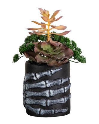 Nearly Natural 9In Artificial Halloween Succulent Garden In Skeleton Hand Planter