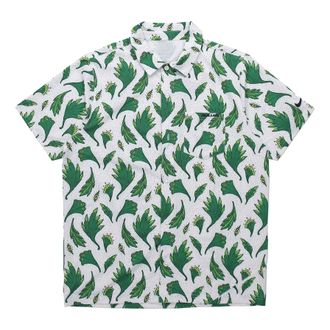 Nike Mens Nike Nigeria Feather Printing Woven Short Sleeve White Shirt CU1417-100
