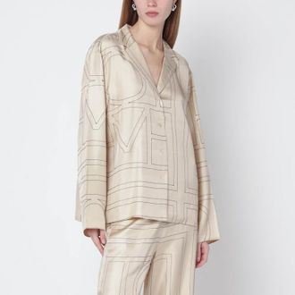 Toteme Ivory silk shirt with monogram