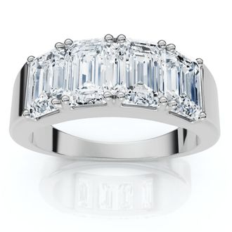 Pompeii3 2 1/4Ct Tetrad Diamond Ring Emerald Cut Anniversary Band 14k Gold/Pt Lab Grown