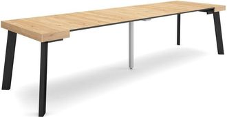 Skraut Home Mesa Consola Extensible, Mesa Comedor Plegable, 300, Para 14 Comensales, Patas De Madera, Estilo Moderno, Roble - Skraut Home