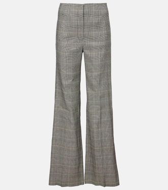 Veronica Beard Jude checked linen-blend wide-leg pants