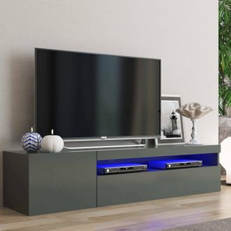 Dmora Dmora - Soporte Para Tv Para Sala De Estar, Made In Italy, Soporte Para Tv Con 2 Puertas, Soporte Para Tv Para Sala De Estar, Cm 150x40h37, Color Antr