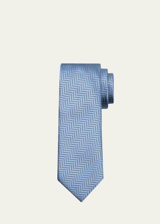 Tom Ford Mens Contrast Herringbone Silk Tie