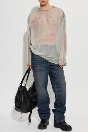 Diesel T-shirt T-DOUBLEX-LS, Mens, Grey