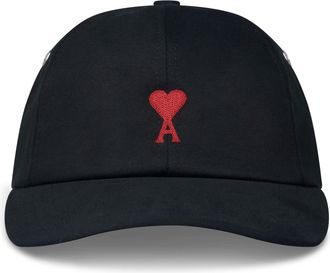 Ami Quota Red Ami De Coeur Black Cotton Cap