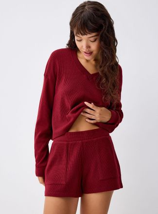 Twik Womens Waffled patch pockets lounge short Christmas Collection