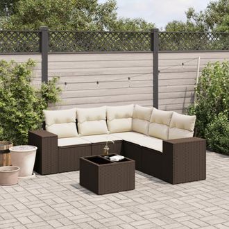 vidaXL Vidaxl - Set Divano Da Giardino 6 Pz Con Cuscini Marrone In Polyrattan