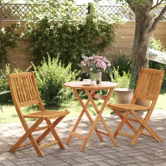 vidaXL Muebles Cafeter&iacute;a Plegables 3 Pzas Madera Maciza Acacia Vidaxl