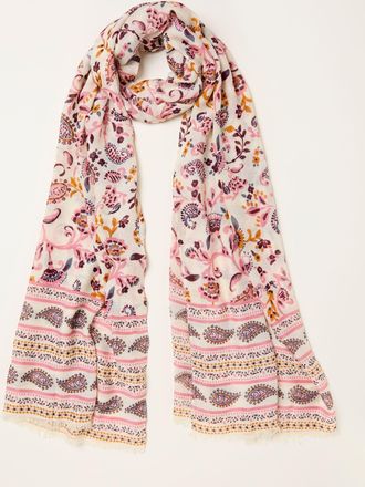Fat Face FatFace Ivory Paisley Floral Printed Lightweight Scarf
