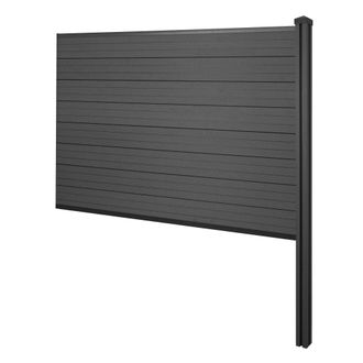 Hhg Hhg - Wpc Pantalla De Privacidad Sarthe, Valla Cortavientos, Wpc Postes Para Fijar En Hormig&oacute;n, Elemento De Extensi&oacute;n, 188cm Antracita