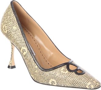 Manolo Blahnik Berry 90 Snake-Embossed Leather Pump