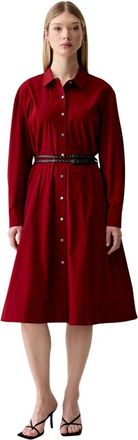 DKNY Button-down Shirt Midi Dress - Dames - Shirt Kleedjes - Rood - XS - Katoen - Kleedjes