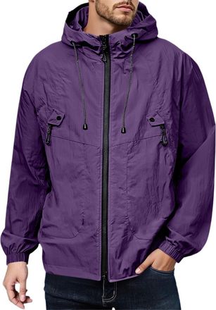 Generic Mens Waterproof Jackets Lightweight Waterproof Jacket Mens Outdoor Full Zip Raincoat Long Sleeve Coats Windbreaker Raincoats with Hood Casual Rain Coa