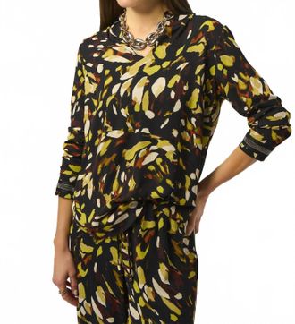 Joseph Ribkoff Animal Print Long Sleeve Top In Black/multi