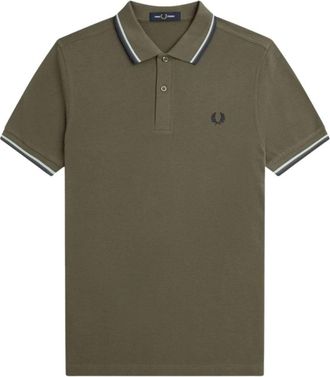 Fred Perry Gestreept Geribd Katoenen Poloshirt - Heren - Polos - Groen - 2XL - Katoen - Tops