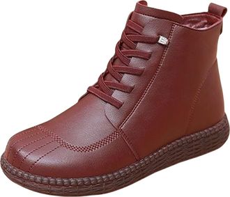 Generic Short Boots for Women Uk Warm Boots Soft and Comfortable Can Adapt To The Cold and Harsh Environment Mid Calf Boots Women Size 6 (Red, 5.5)