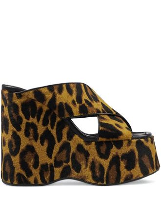 PARIS TEXAS 135mm Mara leopard-print platform sandals - women - Rubber/Calf Hair/Calf Leather - 41 - Brown