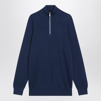 Brunello Cucinelli Brunello Cucinelli Blue/Grey Ribbed Cotton Jumper