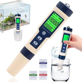 OEM Medidor De Calidad Del Agua, Medidor 5 En 1 De Ph/ec/tds/sal/temperatura, Blanco, Resistente Al Agua Y Con Retroiluminaci&oacute;n
