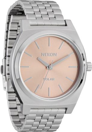 Nixon Time Teller Solar Bracelet Watch, 40mm in Silver /Salmon at Nordstrom