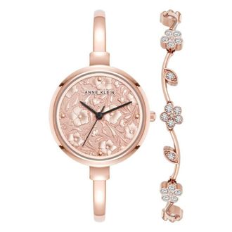 Anne Klein Quartz Rose Gold Dial Ladies Watch and Bracelet Set AK-5274RGST