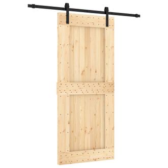 vidaXL Puerta Corredera Natural Y Negro 90 X 210 Cm Vidaxl