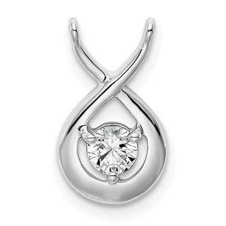Diamond2Deal 14K White Gold Lab Grown Diamond Teardrop Chain Slide Pendant (0.2ct, VS, G-H)