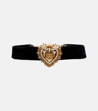 Dolce & Gabbana Devotion embellished velvet choker