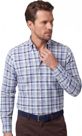 Fynch-Hatton Overhemd geruit Fynch Hatton blauw met borstzak