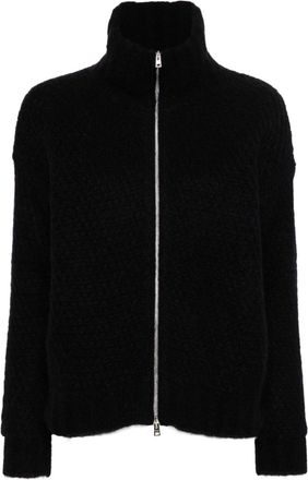 Herno zip-up brushed cardigan - women - Alpaca Wool/Wool/Polyamide - 44 - Blue
