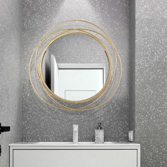 OEM Espejo De Pared Redondo De Hierro Forjado - Decoraci&oacute;n Elegante Para Sal&oacute;n, Dormitorio Y Oficina - Dise&ntilde;o Refinado Para Interiores Modernos -crezuo