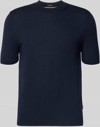HUGO BOSS Regular Fit Strick-Shirt aus reiner Schurwolle Modell H-UMAURO in Marine, Gr&ouml;&szlig;e XXXL