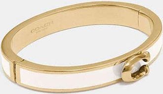 Coach Womens Signature Push Hinged Bangle | Metal