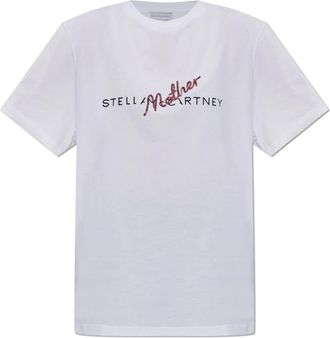 Stella McCartney Tops, Dames, Wit, XS, Katoen, Logo T-Shirt