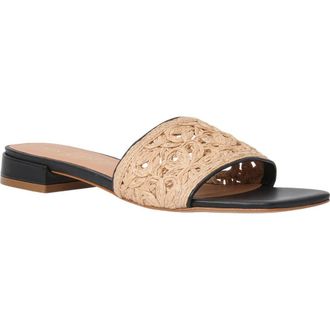 Andr&eacute; Assous Jacin Slide Sandal in Natural/Black at Nordstrom, Size 8.5