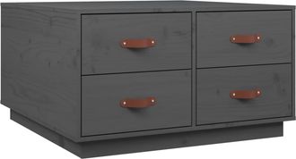 vidaXL Vidaxl - Mesa De Centro De Madera Maciza De Pino Gris 80x80x45 Cm