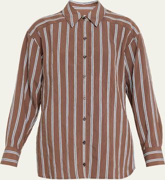 Veronica Beard Lloyd Stripe Button-Front Shirt