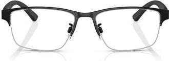 Emporio Armani 56mm Pillow Optical Glasses in Matte Black /Demo Lens at Nordstrom