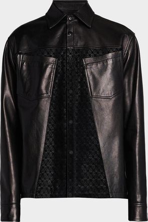 Alexander McQueen Men & apos;s Skull-Embossed Leather Jacket