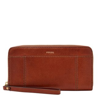 Fossil Womens Jori RFID Leather Zip Clutch