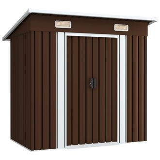 vidaXL Caseta De Almacenamiento Jard&iacute;n Acero Marr&oacute;n 194x121x181 Cm Vidaxl