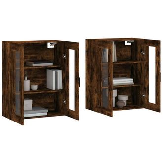 Berkfield Home Wall Mounted Cabinets 2 pcs Smoked Oak Engineered Wood in Brown