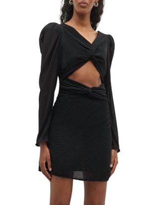 LoveShackFancy Nanita Twisted Cutout Knit Mini Dress In Black