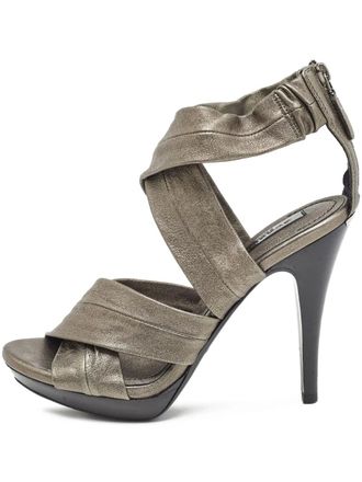 Burberry 120mm leather sandals - women - Calf Leather/Calf Leather/Calf Leather - 39 - Grey