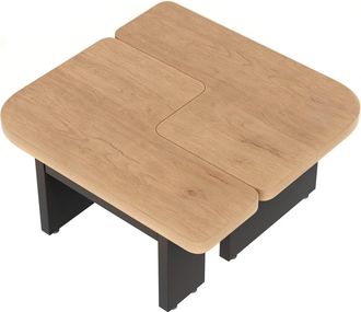 Urban Meuble Mesa de centro LED contempor&aacute;nea en madera natural con almacenamiento